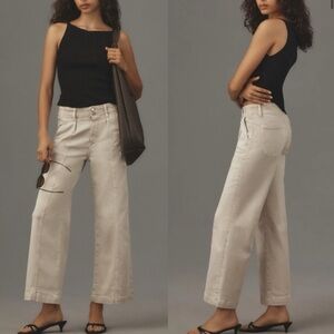 Paige Brooklyn Wide Leg Crop Jeans Size 30 in‎ Quartz Sand